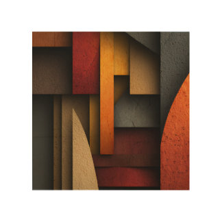 Earth Tone Geometric Layers Abstract Wood Wall Art