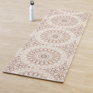 Earth Tone Geometric Mandala Pattern Yoga Mat