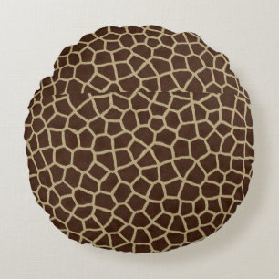 Earth Tone Giraffe Print Pattern Decorative Throw  Round Pillow