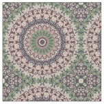 Earth Tone Green and Brown Mandala Pattern Fabric