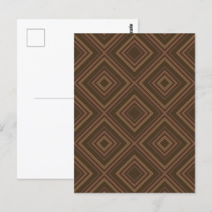 Earth Tone Hypnotic Diamond Modern Abstract Art Postcard