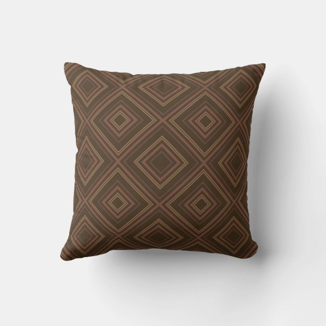 Earth Tone Hypnotic Diamond Modern Abstract Art Throw Pillow (Back)