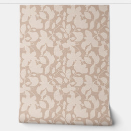Earth Tone Magnolia sand beige floral mono Wallpaper