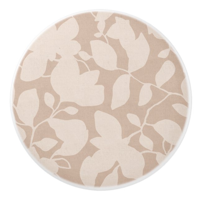 Earth Tone Magnolia sand beige mono Ceramic Knob (Front)