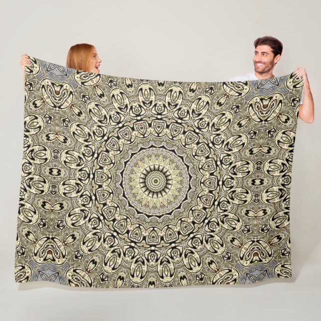 Earth Tone Mandala Intricate Geometric Patterns Fleece Blanket (In Situ)
