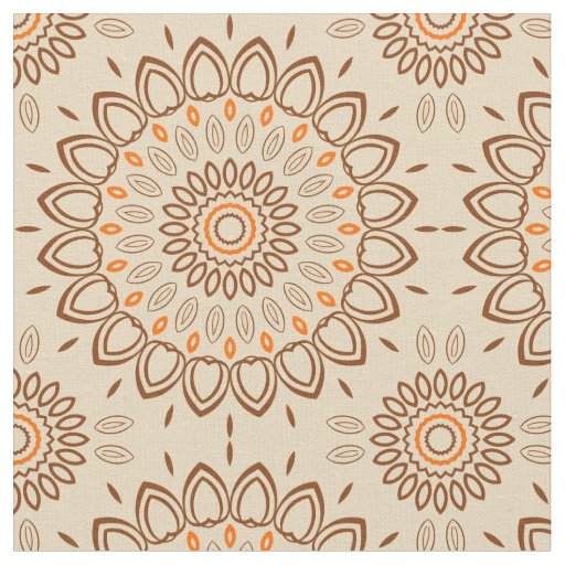 Earth Tone Mandala Pattern with Brown and Orange  Fabric