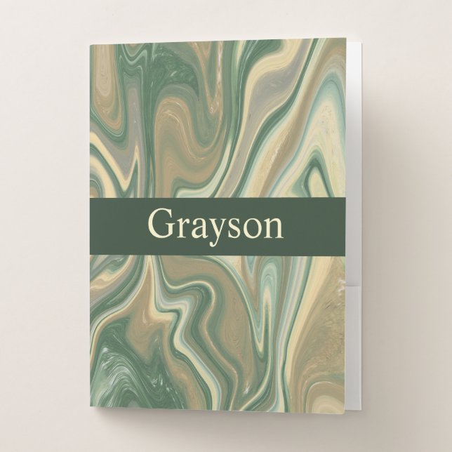 Earth Tone Marble Abstract Pocket Folder (Front)