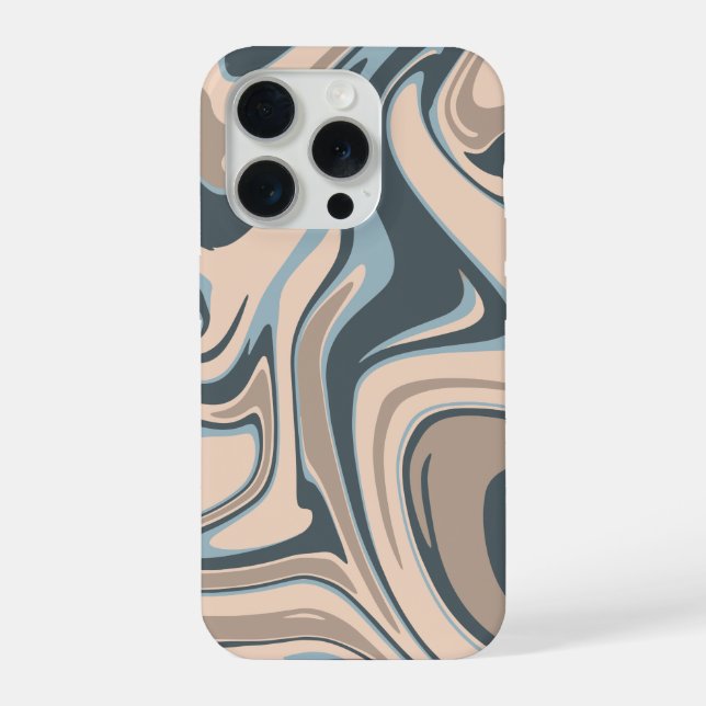 'Earth Tone Marble Swirl' iPhone 15 Pro Case (Back)