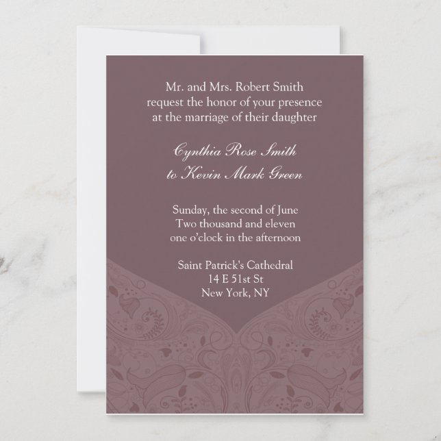 Earth Tone Mauve Wedding Invitation (Front)