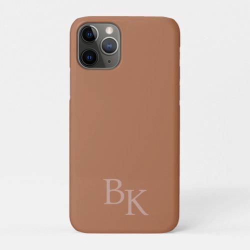 Earth Tone Minimal Personalized Initial Monogram iPhone 11 Pro Case