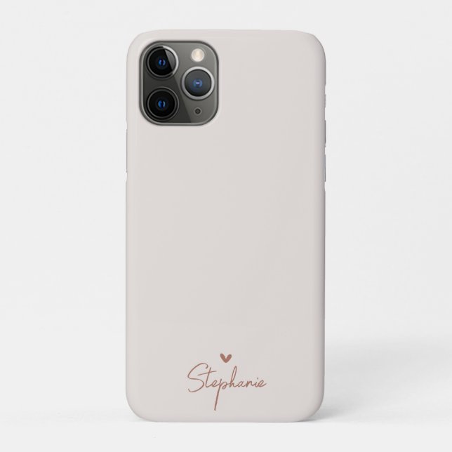 Earth Tone Minimalist Heart Personalized Gift Name Case-Mate iPhone Case (Back)