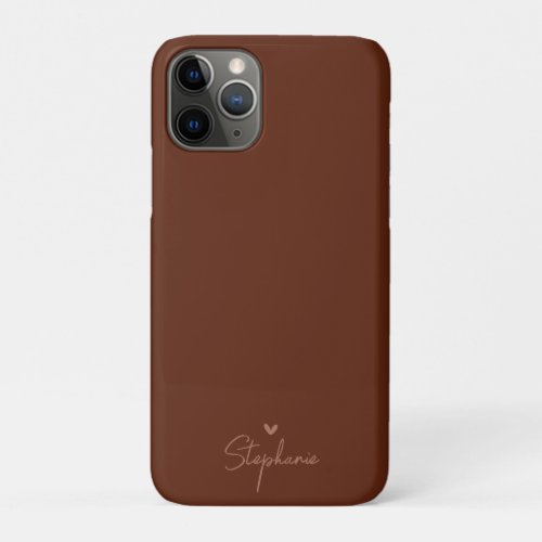 Earth Tone Minimalist Heart Personalized Gift Name iPhone 11 Pro Case