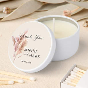 Earth Tone Minimalist Pampas Grass Rustic Boho Mini Candle Favors