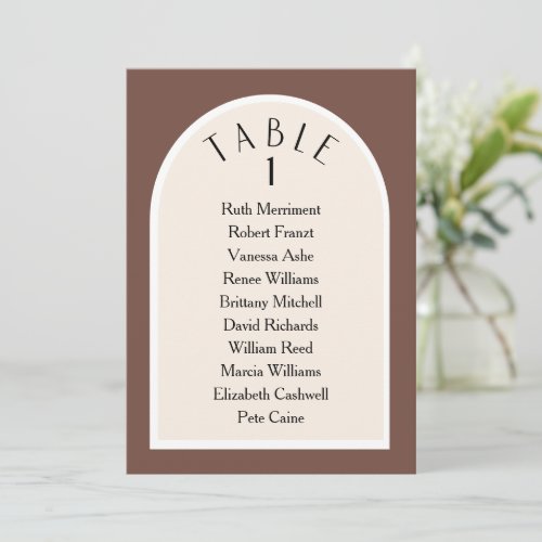 earth tone modern arched table number seating plan