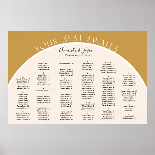 Earth tone Modern arched wedding seating chart