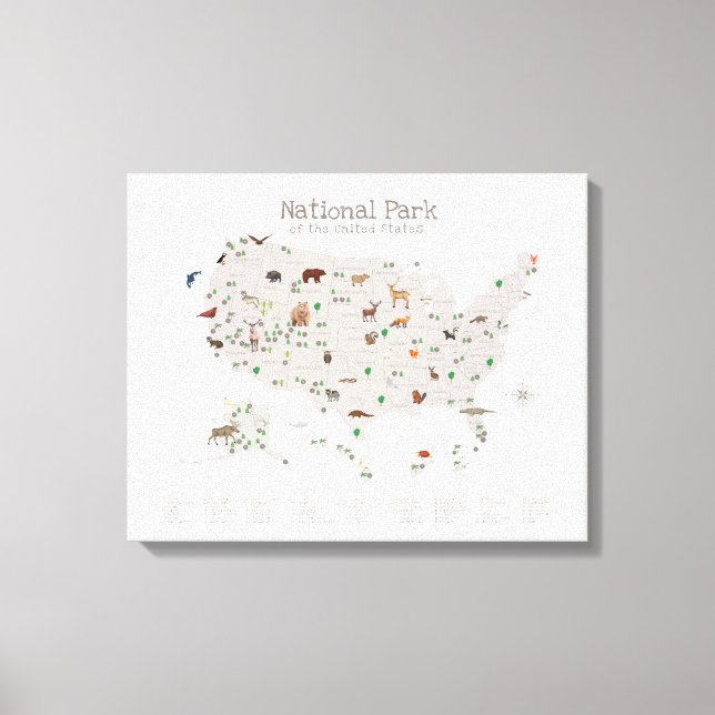 Earth Tone National Park Map Woodland Nursery  Canvas Print (Front)