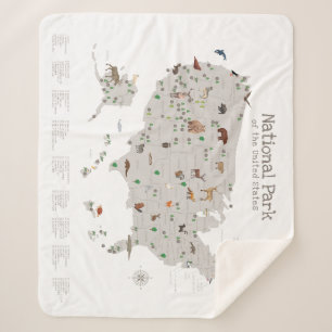Earth Tone National Park Map Woodland Nursery Sherpa Blanket