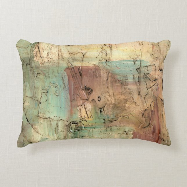 Earth Tone Painting with Cracked Surface Accent Pillow (Front)