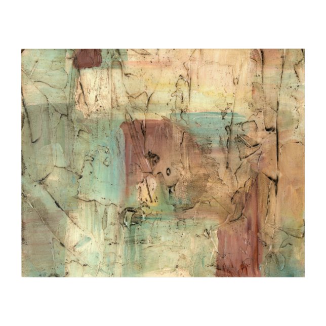 Earth Tone Painting with Cracked Surface Acrylic Print (Front)