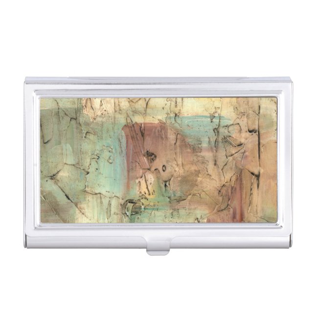 Earth Tone Painting with Cracked Surface Business Card Holder (Front)