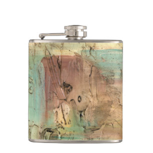 Earth Tone Painting with Cracked Surface Flask