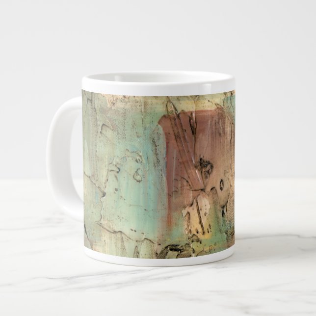 Earth Tone Painting with Cracked Surface Giant Coffee Mug (Front Left)