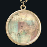 Earth Tone Painting with Cracked Surface Gold Plated Necklace<br><div class="desc">This imaginative work by Ethan Harper uses earth tones and ragged brush strokes to create the illusion of a cracked surface. The thick paint is heavily layered,  helping the colors mix together. Get your hands on this print today!</div>