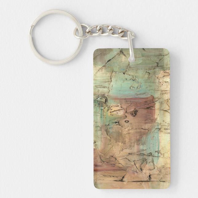 Earth Tone Painting with Cracked Surface Keychain (Front)