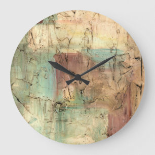 Earth Tone Painting with Cracked Surface Large Clock
