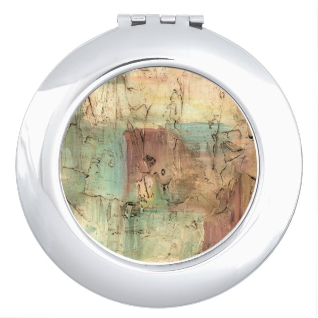 Earth Tone Painting with Cracked Surface Mirror For Makeup (Front)