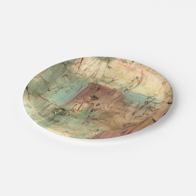 Earth Tone Painting with Cracked Surface Paper Plates (Angled)
