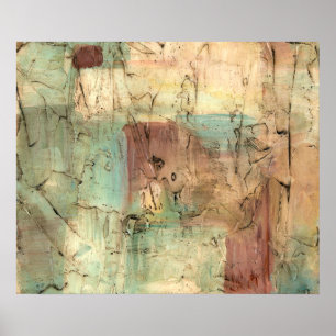 Earth Tone Painting with Cracked Surface Poster