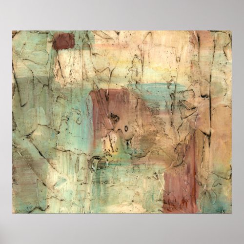 Earth Tone Painting with Cracked Surface Poster