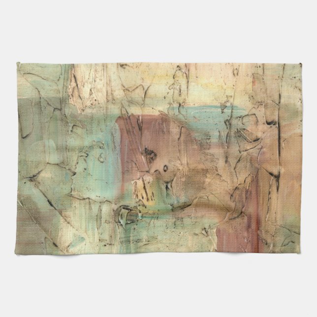 Earth Tone Painting with Cracked Surface Towel (Horizontal)
