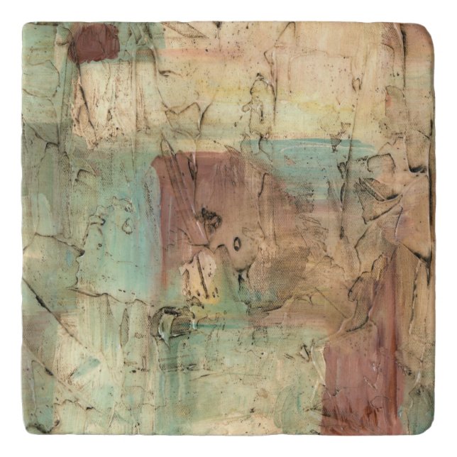 Earth Tone Painting with Cracked Surface Trivet (Front)