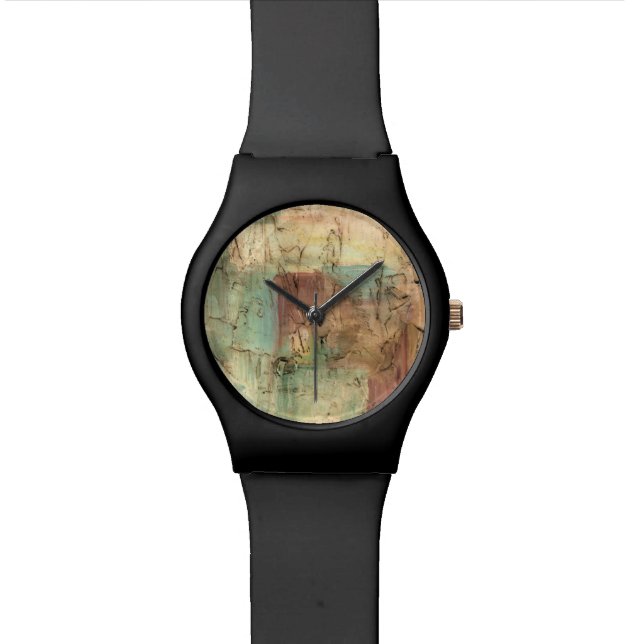 Earth Tone Painting with Cracked Surface Watch (Close Up)