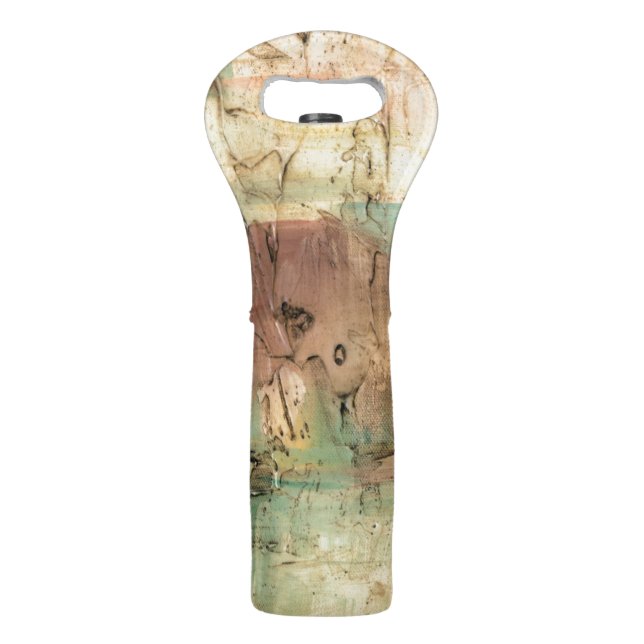 Earth Tone Painting with Cracked Surface Wine Bag (Back)