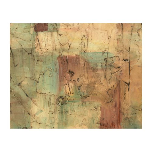 Earth Tone Painting with Cracked Surface Wood Wall Decor