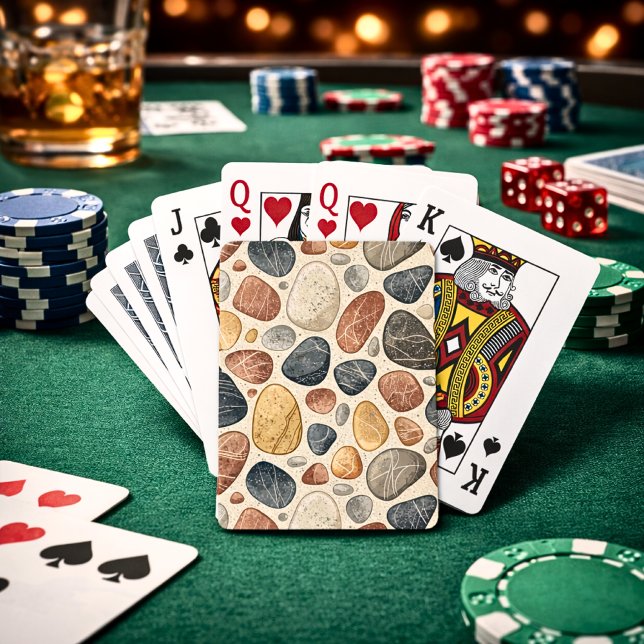 Earth Tone Pebble Tile Pattern Poker Cards (earthy tone pebble stone pattern cards)