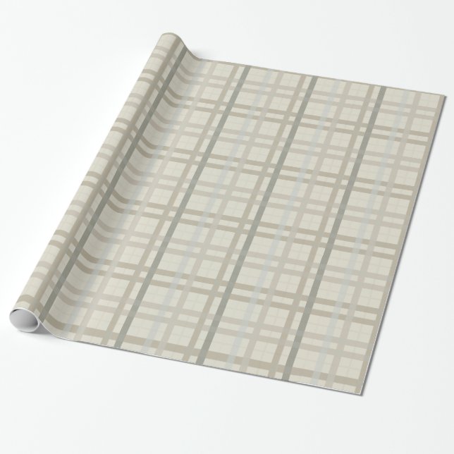 Earth Tone Plaid Pattern Wrapping Paper (Unrolled)