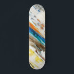Earth Tone Rainbow Brushstroke Abstract Skateboard<br><div class="desc">Bold sweeps of blue, orange, yellow, and white streak across earthy neutrals like a painter’s wildest dream frozen in motion. This deck channels raw artistic energy, as if it were pulled straight from a modern canvas and dropped onto the streets. It’s the perfect ride for creatives who crave movement, texture,...</div>
