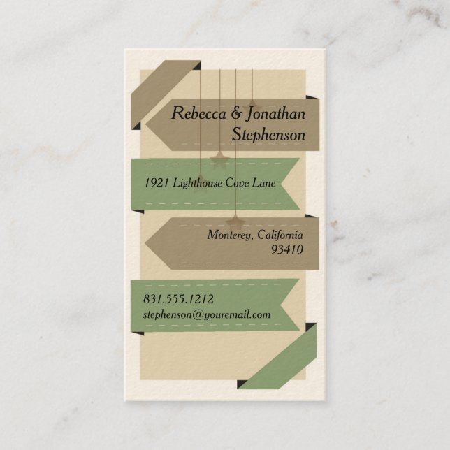 Earth Tone Ribbon Business Cards (Front)
