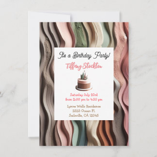 Earth-Tone Rippled Waves Birthday Invitation