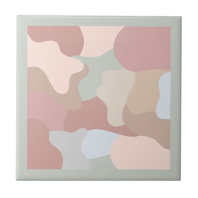 Earth Tone Shapes Ceramic Tile (Front)