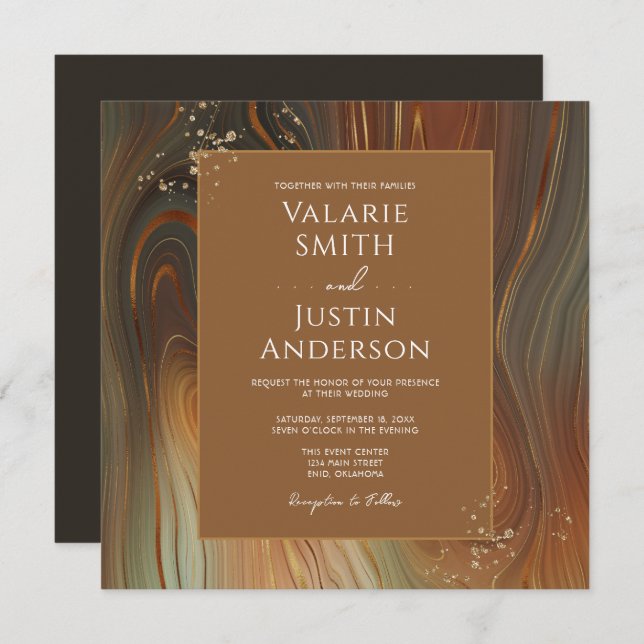 Earth Tone Stone Agate Wedding  Invitation (Front/Back)