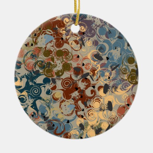 Earth Tone Swirl Ceramic Ornament