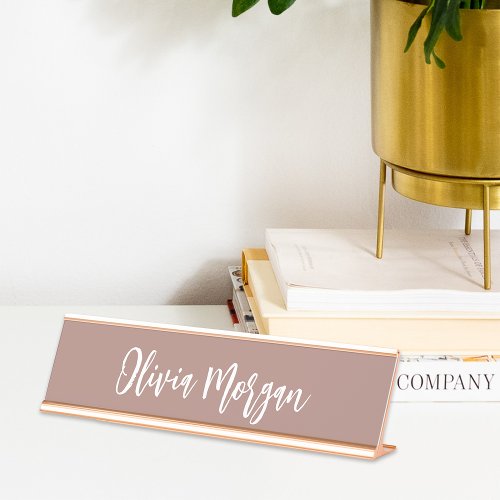 Earth Tone Terracotta Sketched Cursive Script Desk Name Plate