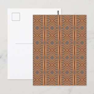Earth Tone Tribal Ribbon Abstract Pattern Art Postcard