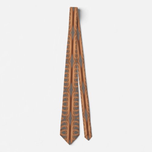 Earth Tone Tribal Ribbon Pattern Abstract Art Neck Tie