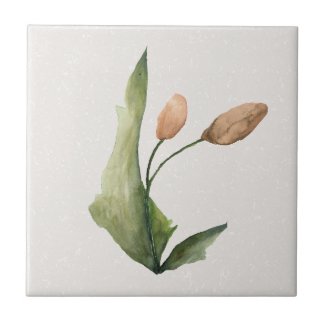 Earth Tone Tulips Cream Accent  Ceramic Tile